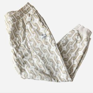 Puma Cropped Capri Jogger Sweatpants Retro All Over Print Cream XL Athleisure